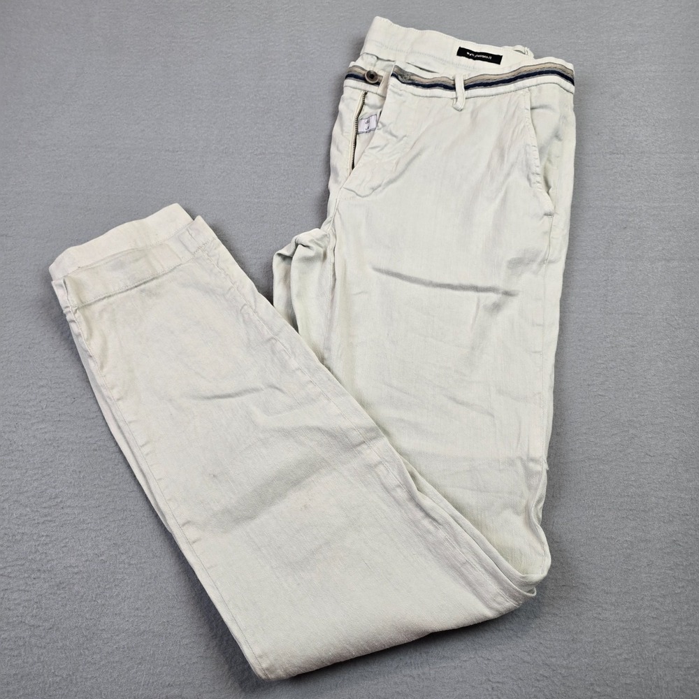 Mason's Torino Oxford Men's Linen Blend Pants (Approx. 38x34) Ivory Italy
